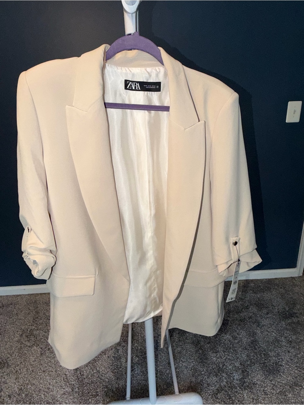 ZARA Light Cream Women's Tailored Blazer
